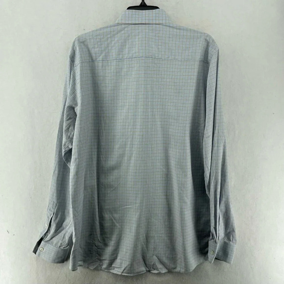 ETON Contemporary Button-Up Shirt Men's Sz 17.5 Blue Plaid Regular Fit Collared - Picture 2 of 12